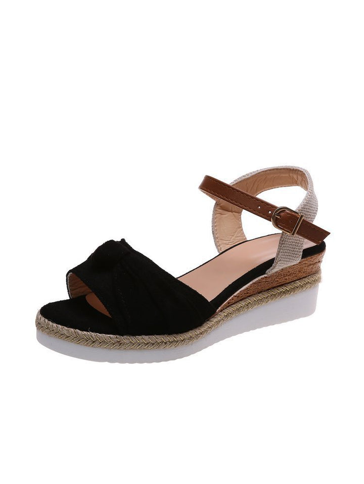 Damen Wedge-Sandalen mit verstellbarem Riemen und elastischem Einsatz Drune