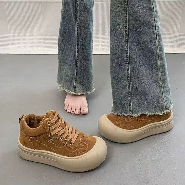 Damen Chunky Sneakers mit weichem Veloursleder und dämpfender Sohle Drune