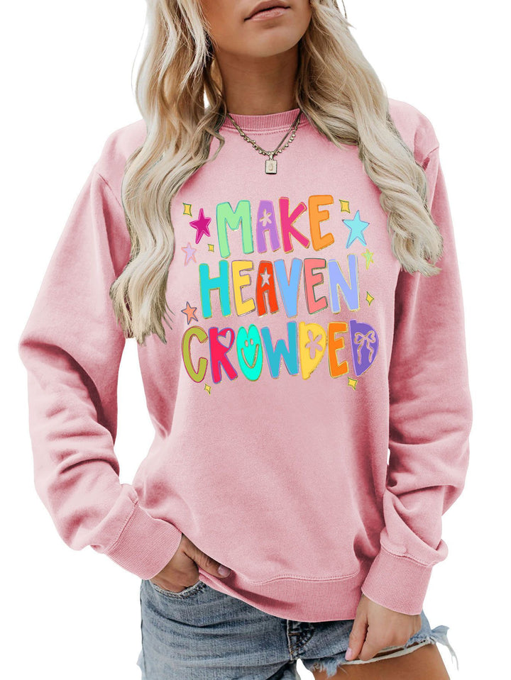 Damen Sweatshirt mit buntem Motiv und verspieltem Schriftzug Drune