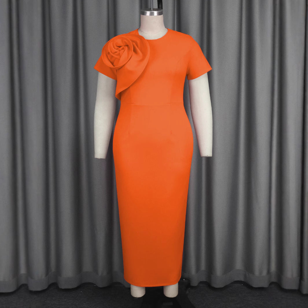 Damen Elegantes Maxikleid mit floralem Rüschendetail Drune
