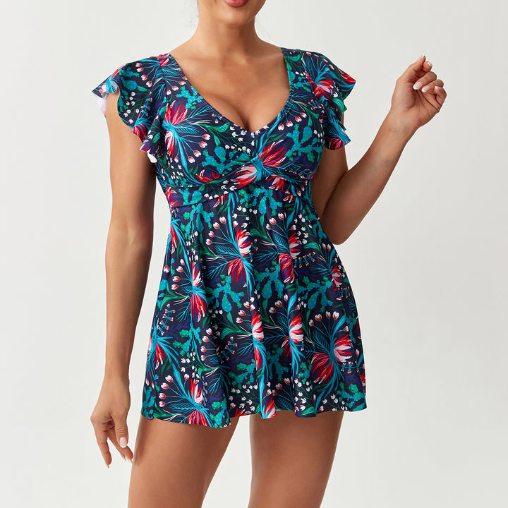 Damen Eleganter Badeanzug mit verspieltem Rüschendesign Drune