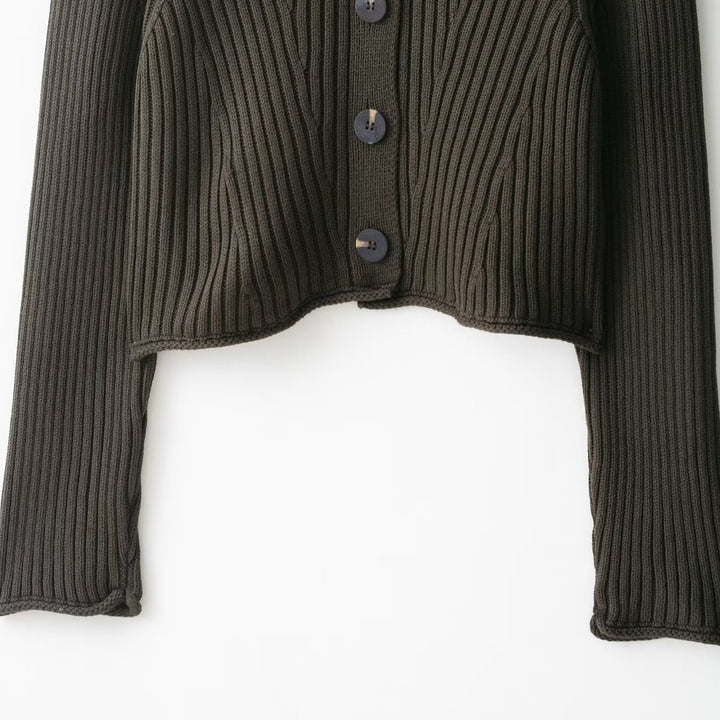 Damen cropped Strickjacke mit elegantem Rippenmuster Drune