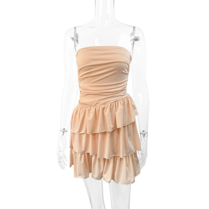 Damen Trägerloses Rüschenkleid mit voluminösem Rock Drune