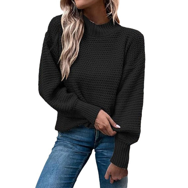 Damen Strickpullover mit hohem Kragen und strukturierter Masche Drune