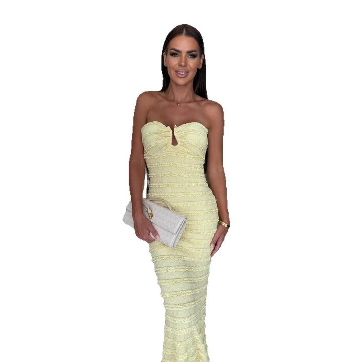 Damen Elegantes Maxikleid mit Tailliertem Schnitt und Raffungen Drune