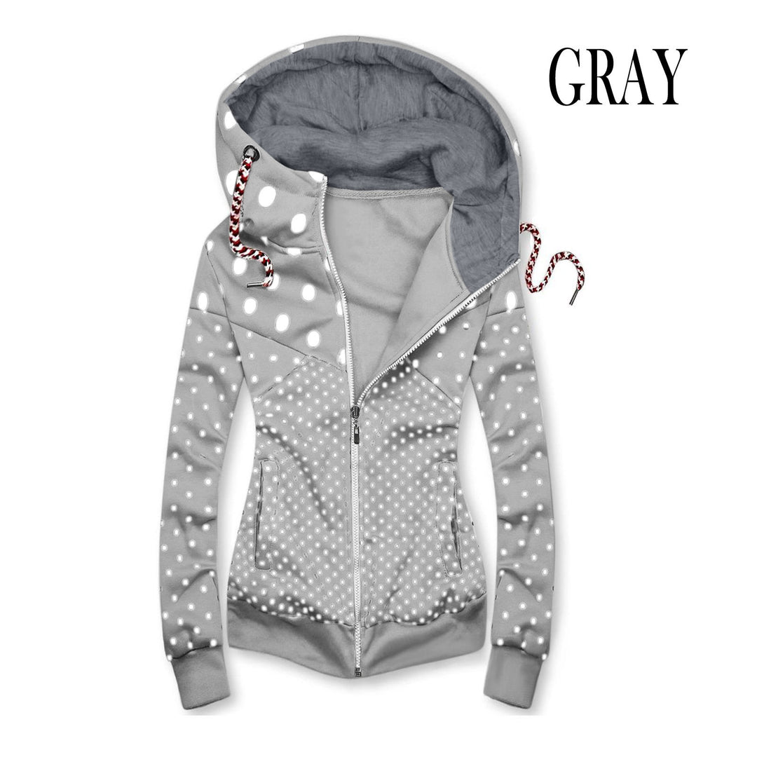 Damen Sportliche Kapuzenjacke mit verspieltem Punkte-Muster Drune