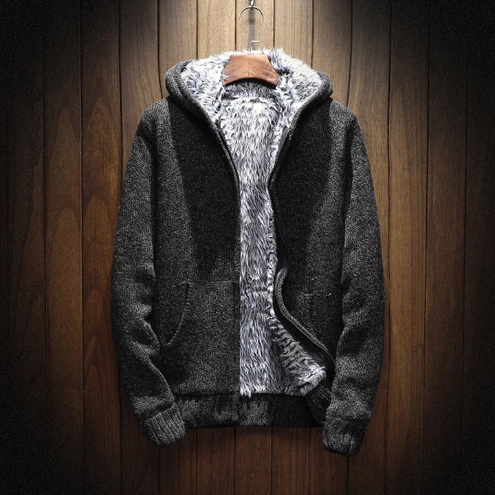 Herren kuschelige Kapuzenjacke mit weichem Innenfutter und seitlichen Eingrifftaschen Drune