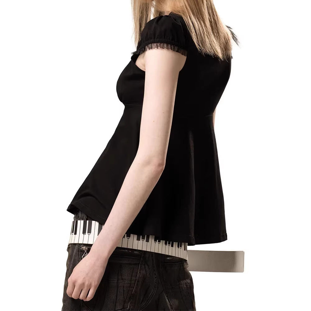 Damen verspieltes Kleid mit großem Kragen und tailliertem Design Drune