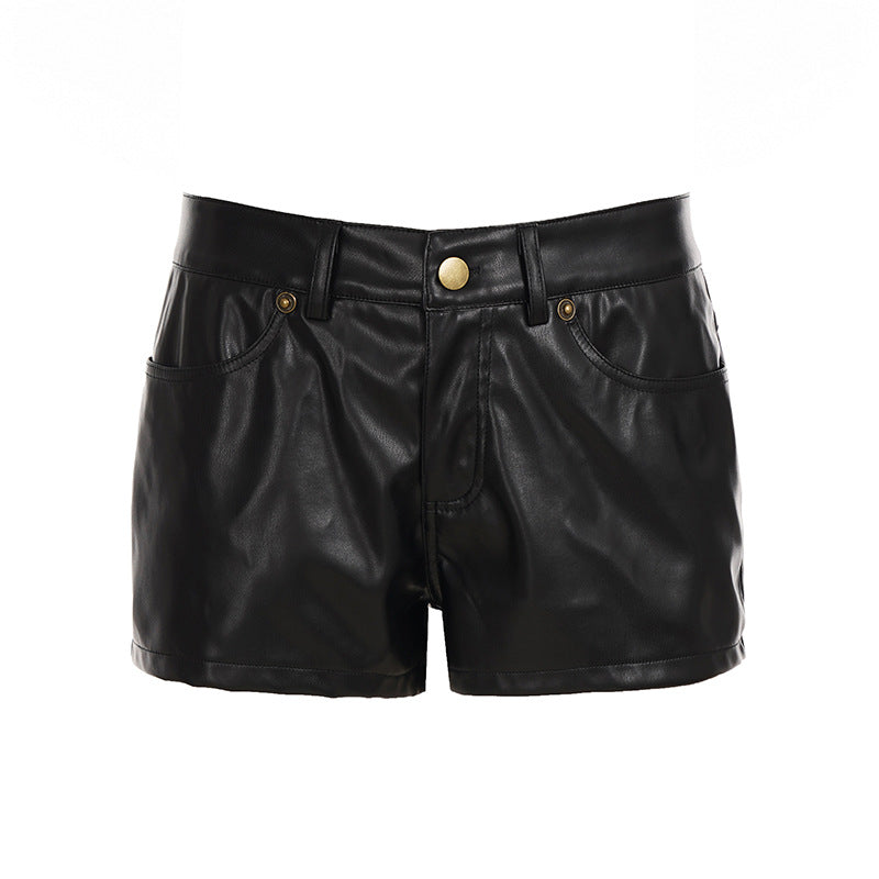 Damen Kunstleder Shorts mit eleganter Passform und praktischen Seitentaschen Drune