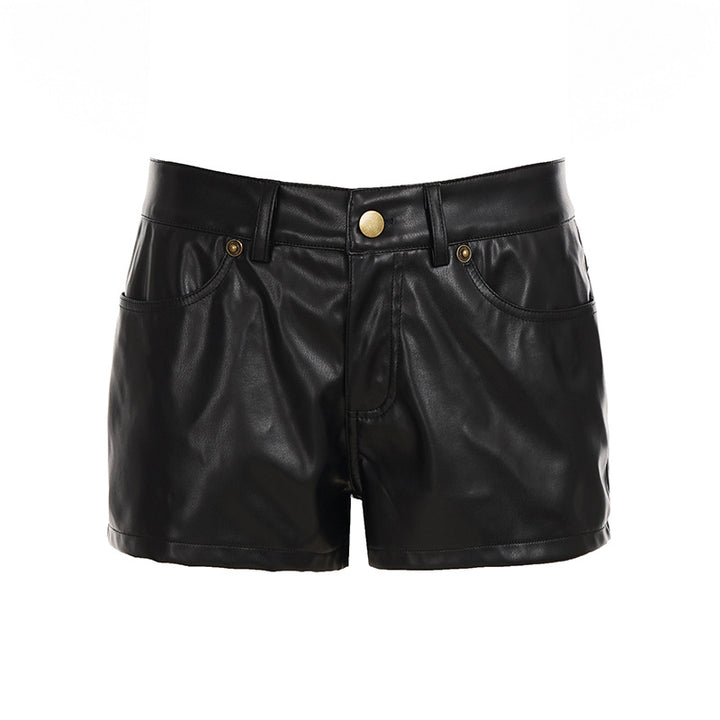 Damen Kunstleder Shorts mit eleganter Passform und praktischen Seitentaschen Drune