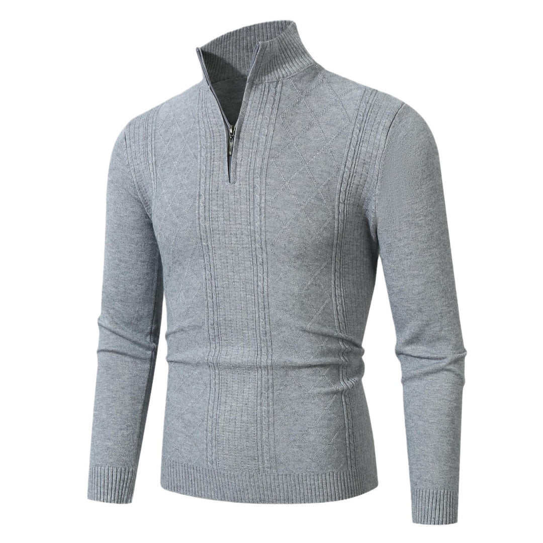 Herren Strickpullover mit hochabschließendem Reißverschluss und modernem Zopfmuster Drune