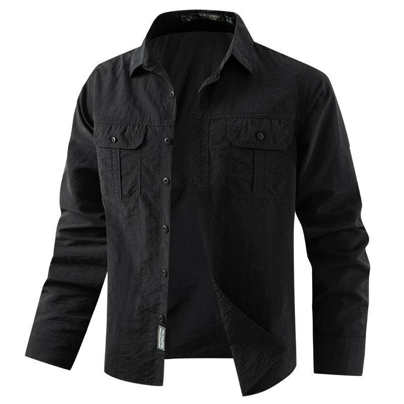 Herren nan leichtes UV-Schutz Outdoor-Hemdjacke mit atmungsaktivem Mesh-Futter, Klappentaschen und schnell trocknender Webstruktur Drune