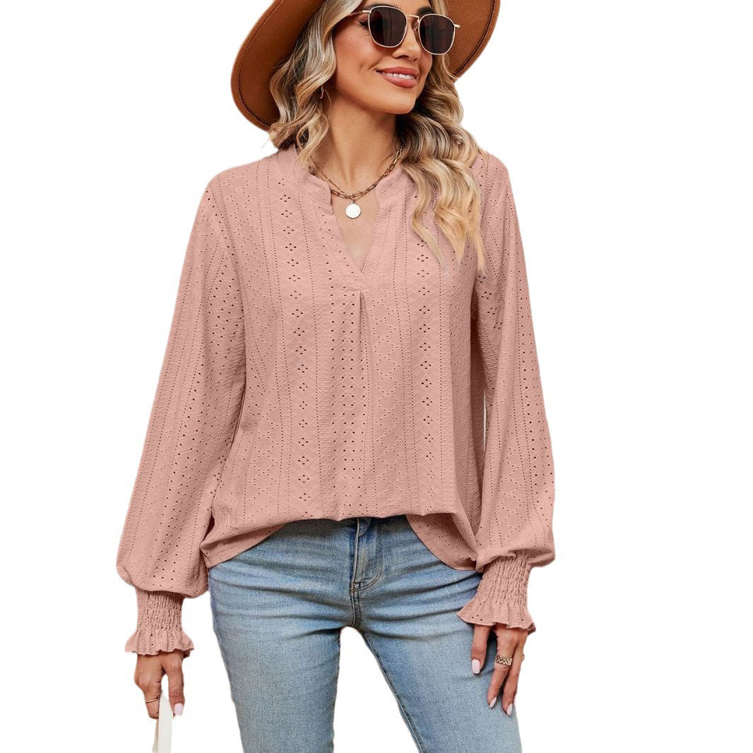 Damen Blusenshirt mit Lochmuster und eleganter Passform Drune