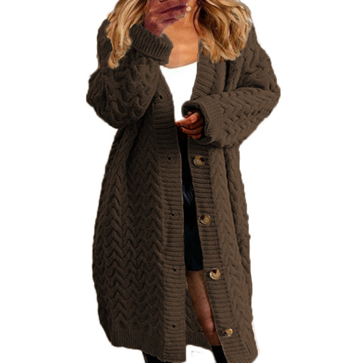 Damen Grobstrickjacke mit kunstvollem Zopfmuster und eleganten Knöpfen Drune