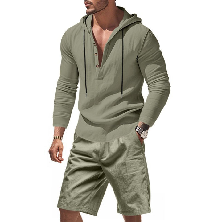 Herren lässiges Kapuzenshirt mit kurzer Hose im entspannten Stil Drune
