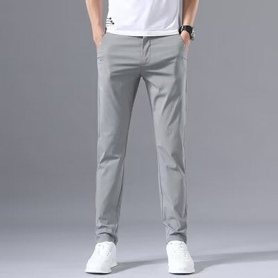 Herren stylische Chinohose mit schmalem Schnitt und elastischem Bund Drune