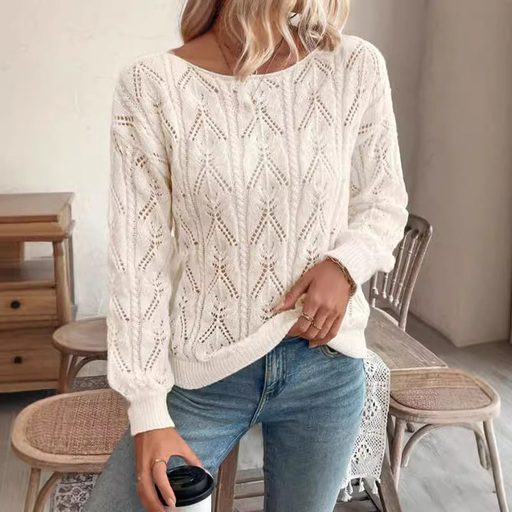 Damen Luftiger Strickpullover im Ajour-Muster Drune