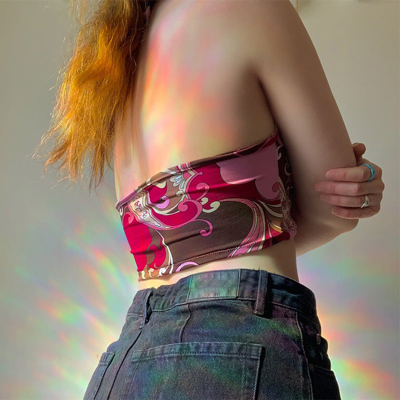 Damen trägerloses Crop-Top mit dekorativem Knoten Drune