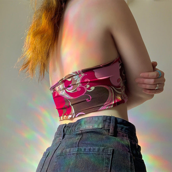 Damen trägerloses Crop-Top mit dekorativem Knoten Drune