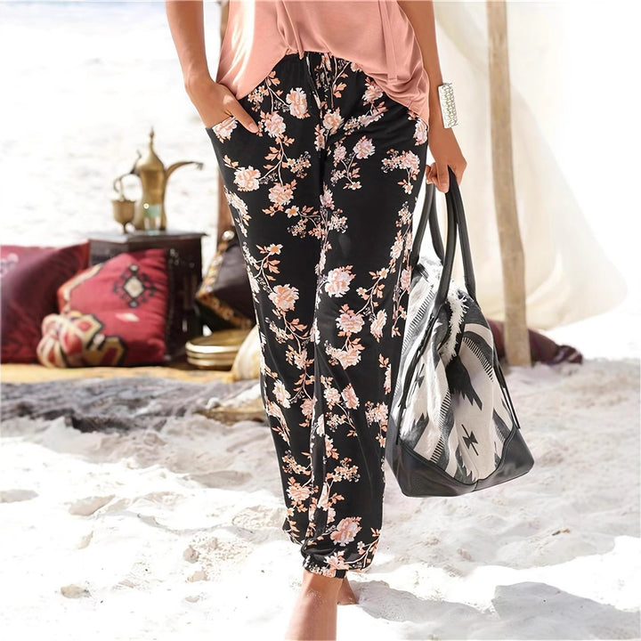 Damen Blühende Relax-Hose mit elastischem Bund und praktischen Seitentaschen Drune
