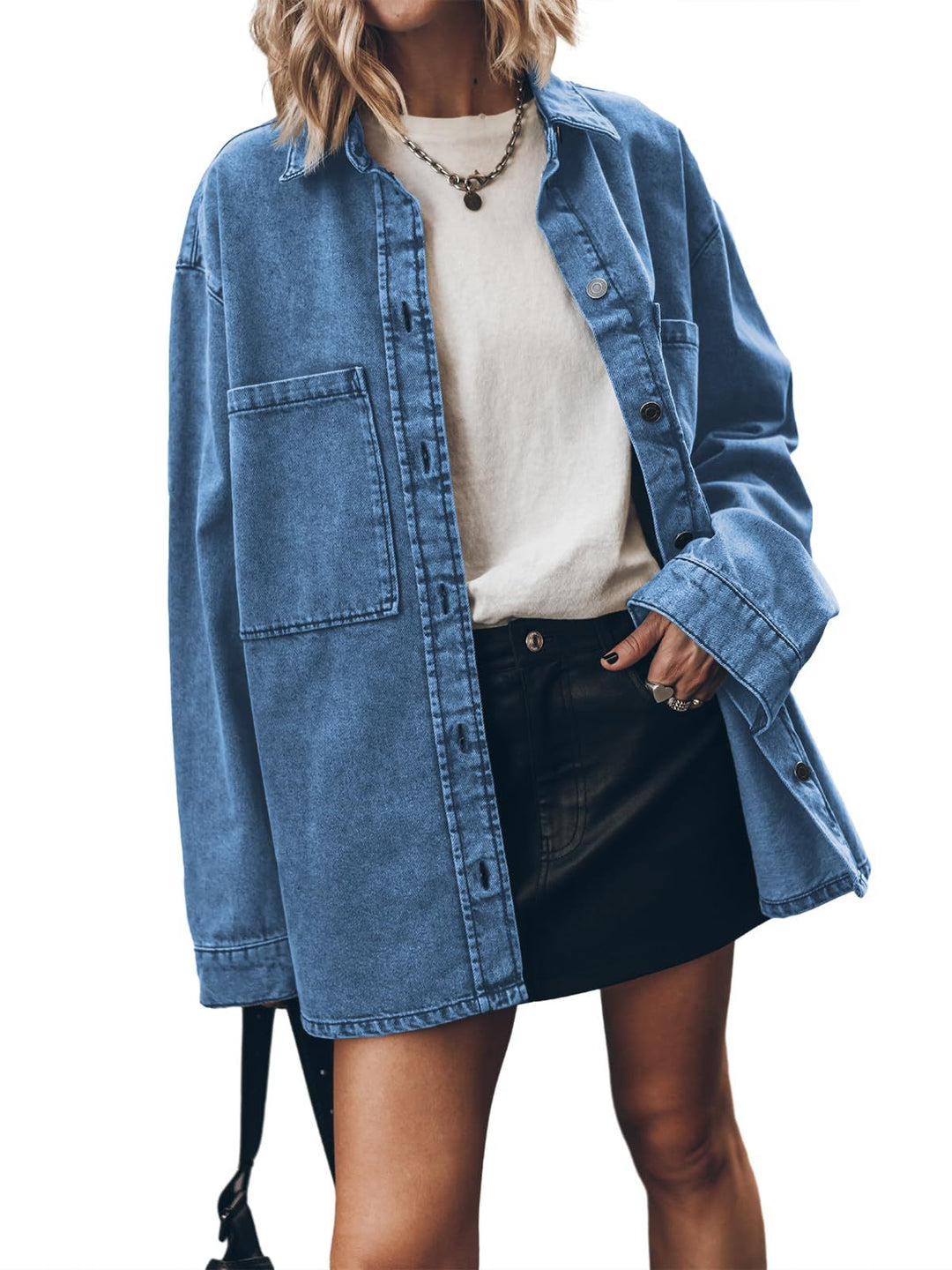Damen Oversized Denim Hemdjacke Drune