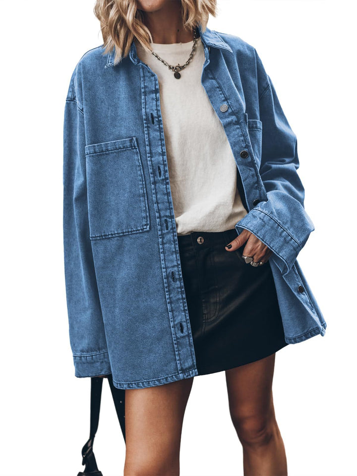 Damen Oversized Denim Hemdjacke Drune