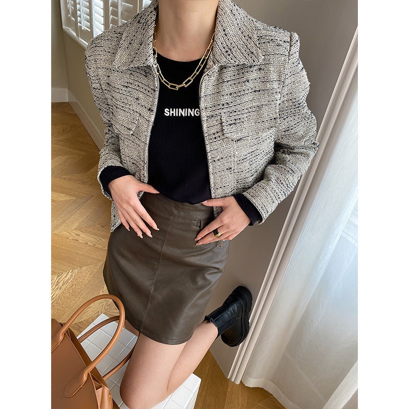 Damen modische Boucle-Jacke Drune