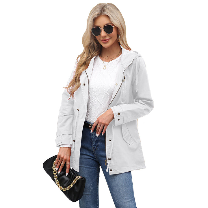 Damen nan leichter Parka mit Kapuze, Kordelzug und verdecktem Reißverschluss Drune