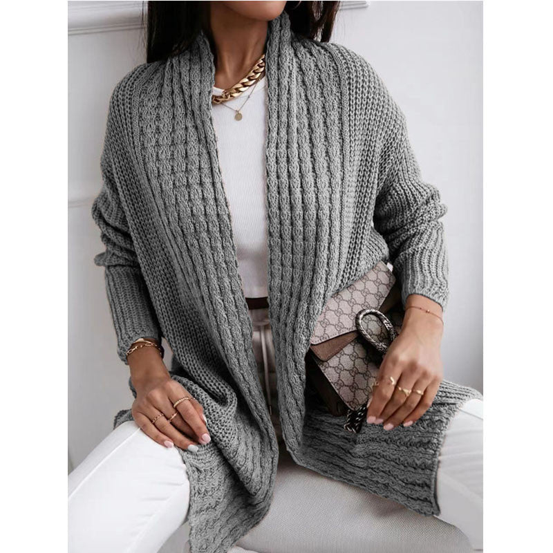 Damen Grobstrick Cardigan mit offenem Schnitt und modischem Strukturdesign Drune