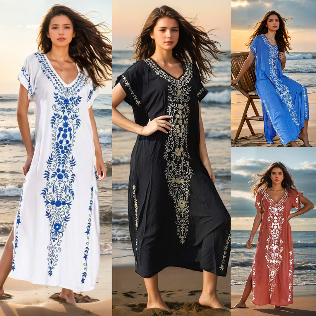 Damen eleganter Strandüberwurf mit filigranem Stickereidesign Drune