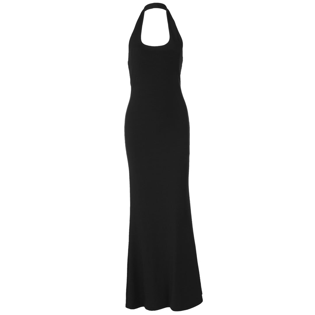 Damen Elegantes Maxikleid mit tiefem Rundhalsausschnitt und figurbetonter Passform Drune