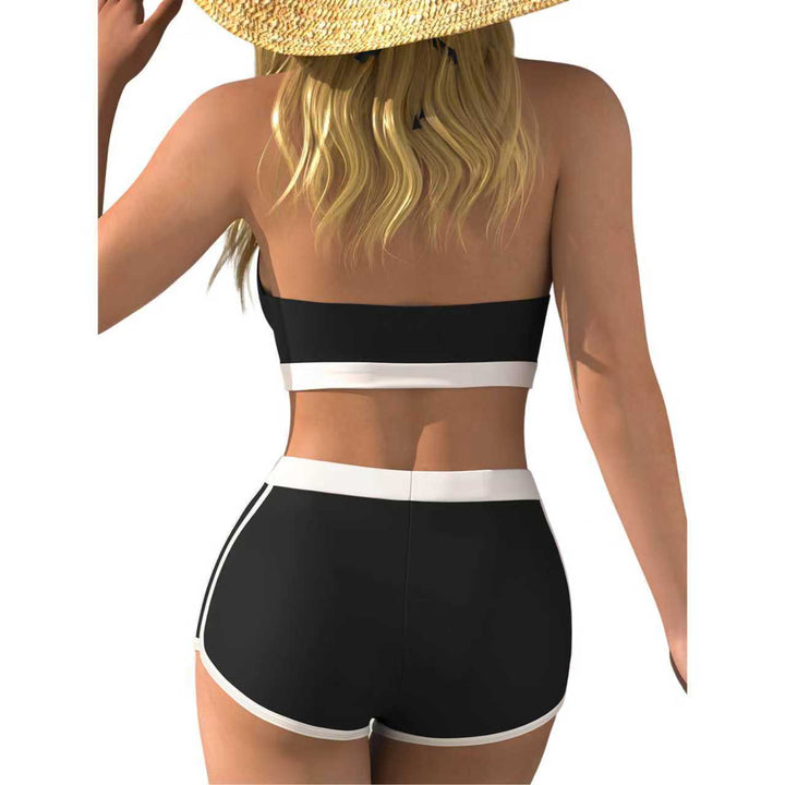 Damen Bikini-Oberteil mit tiefem V-Ausschnitt und knöchellanger Shorts Drune