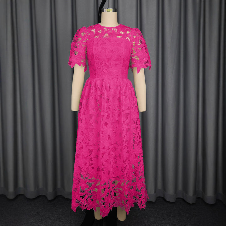 Damen Spitzen-Maxikleid mit floralem Design Drune