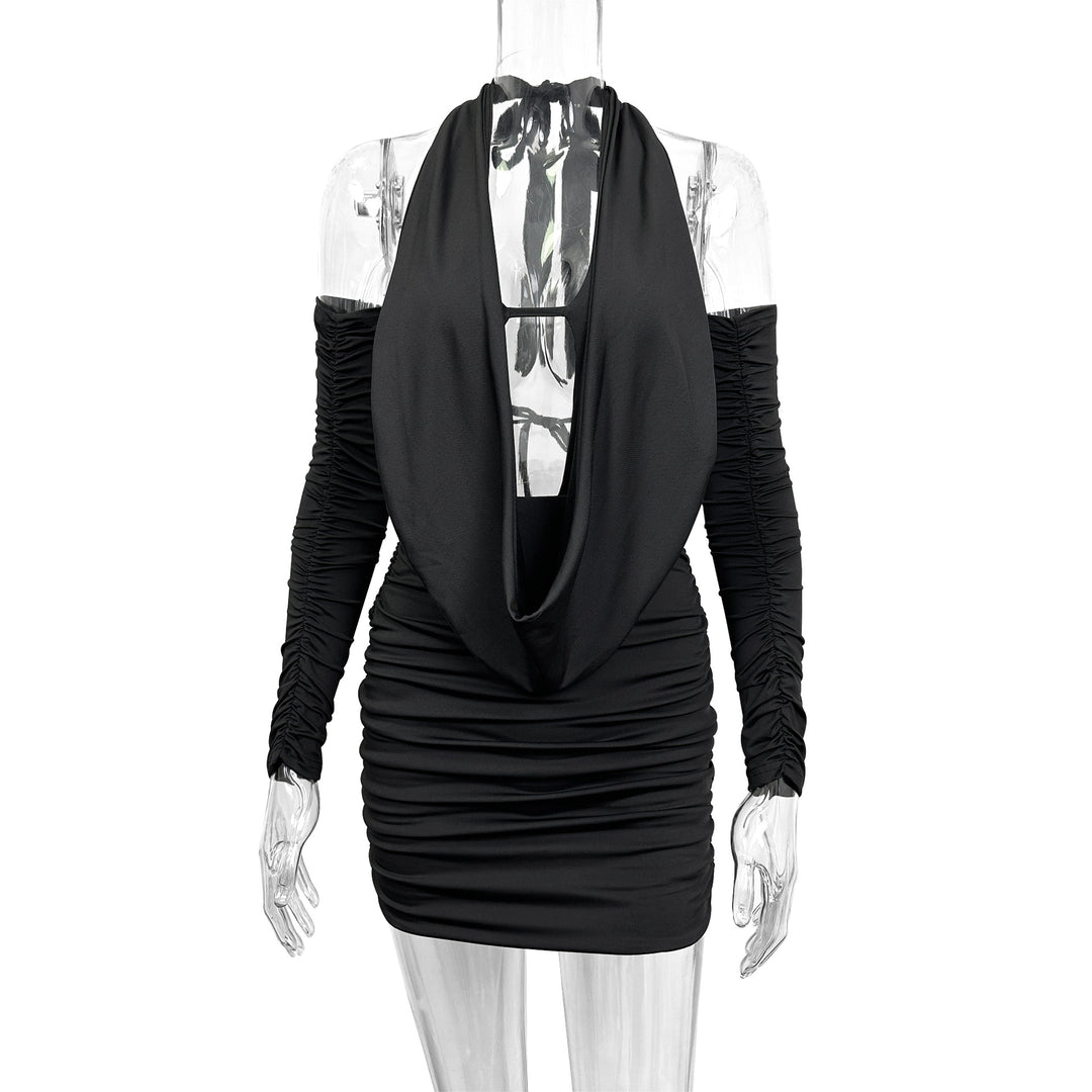 Damen Mini-Kleid mit tiefem V-Ausschnitt und seitlicher Raffung Drune