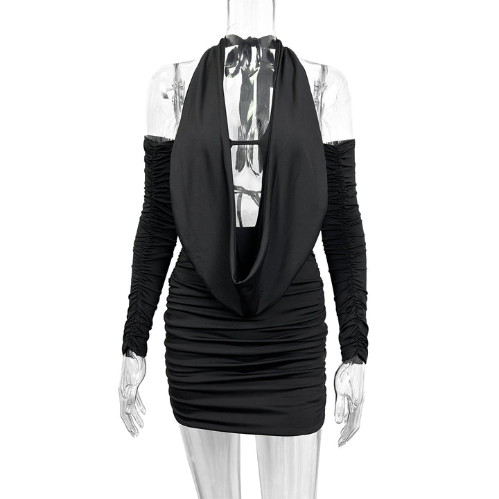 Damen Mini-Kleid mit tiefem V-Ausschnitt und seitlicher Raffung Drune