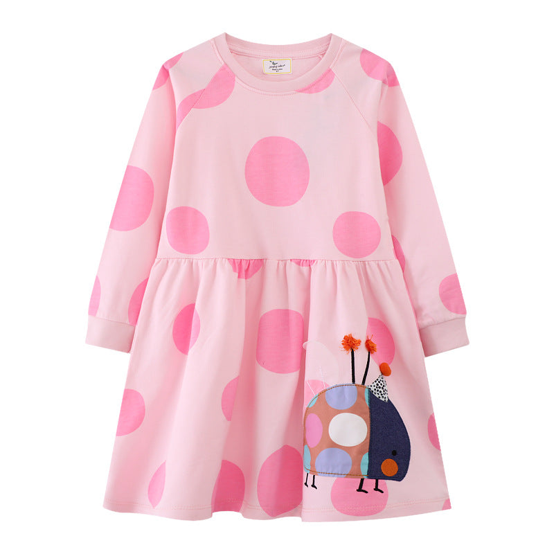 Mädchen Langarmkleid mit lustigem Käfermotiv Drune