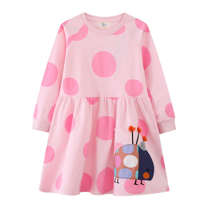 Mädchen Langarmkleid mit lustigem Käfermotiv Drune
