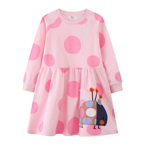 Mädchen Langarmkleid mit lustigem Käfermotiv Drune