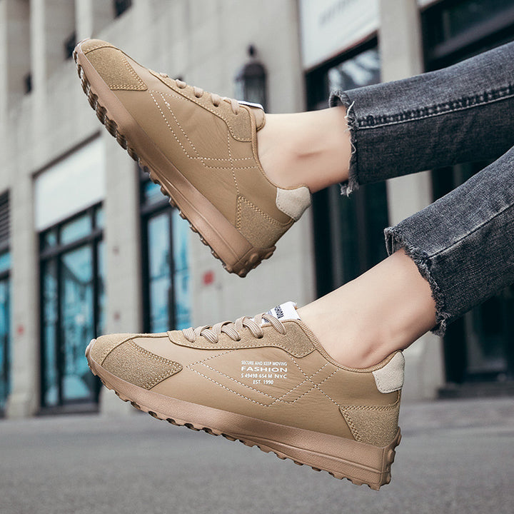 Damen nan leichte Retro-Laufsneaker aus Lederimitat und Velours mit gepolsterter Fersenstütze und rutschfester Profilsohle Drune