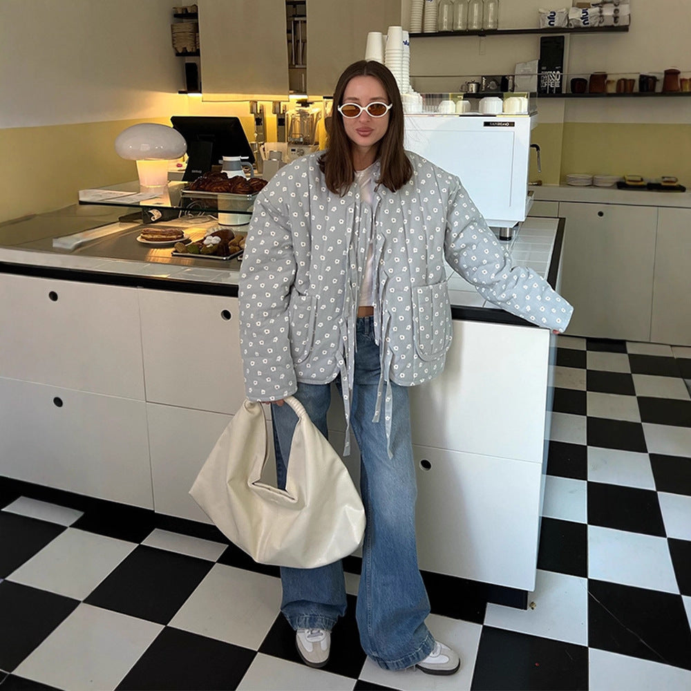 Damen Steppjacke mit großflächigen Punkten und lockerer Passform Drune