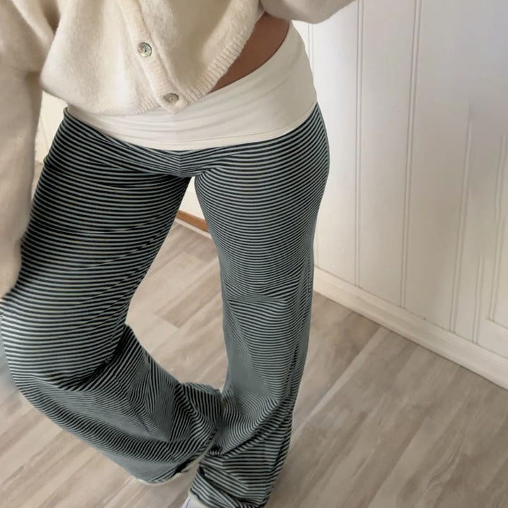 Damen Modische, komfortable Lounge-Hose mit Streifenmuster und elastischem Bund Drune