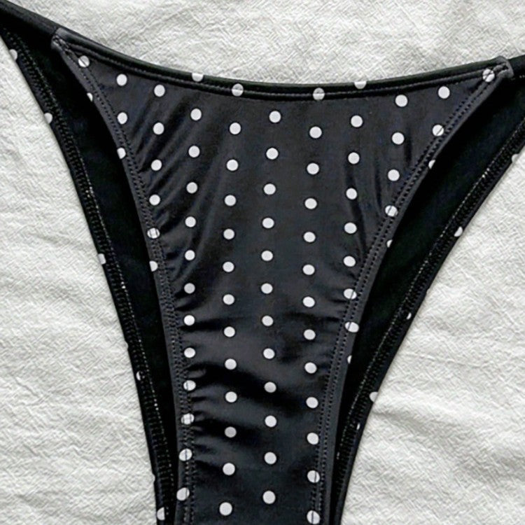 Damen Triangel-Bikini mit modischem Punkten-Design und verstellbaren Bindebändern Drune