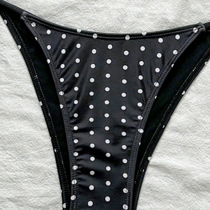 Damen Triangel-Bikini mit modischem Punkten-Design und verstellbaren Bindebändern Drune