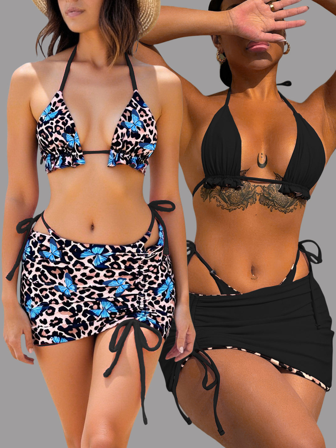 Damen Bikiniset mit verspieltem Rüschendetail und modischem Saum Drune