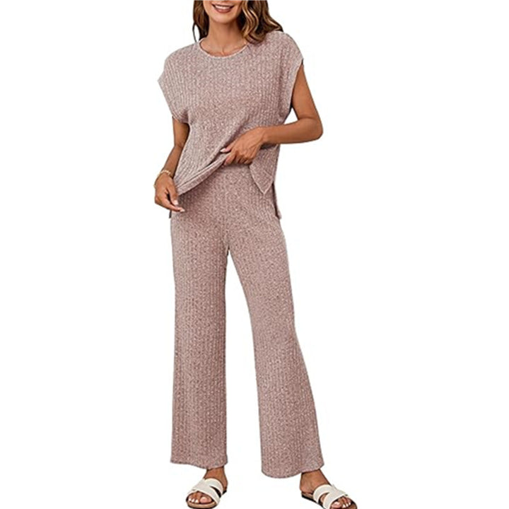 Damen Bequemes Strick-Loungewear-Set mit weiten Ärmeln und lockerer Passform Drune