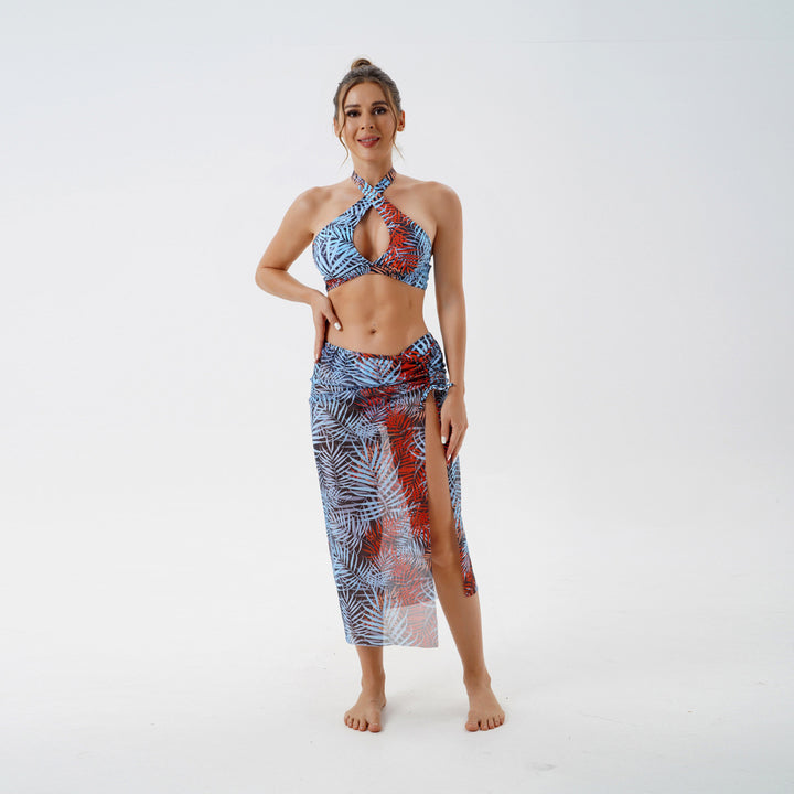 Damen Modischer Bikini mit transparenter Strandpareo Drune