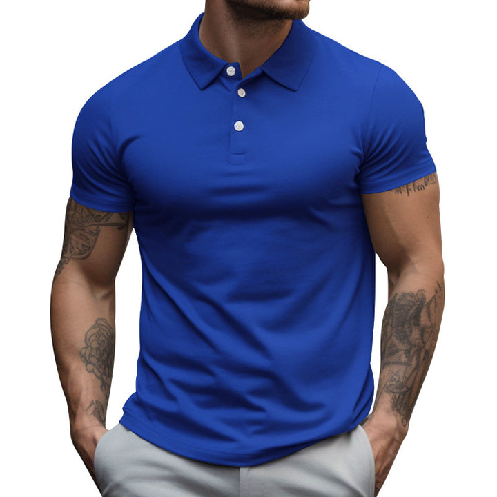 Herren nan tailliertes Stretch-Polo mit Hemdkragen kurzer Knopfleiste und körpernahem Schnitt Drune