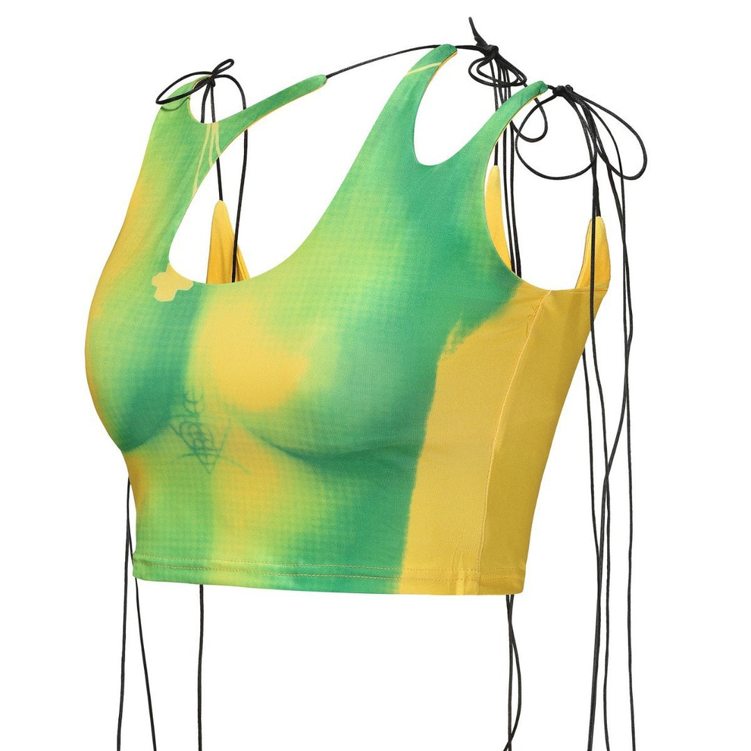 Damen Crop-Top mit asymmetrischem Dekolleté und verstellbaren Trägern Drune