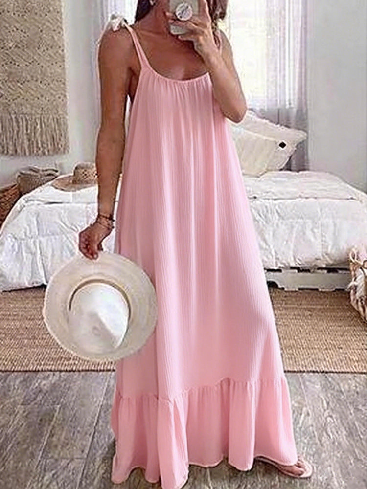 Damen Sommerliches Maxikleid mit Rüschenabschluss Drune