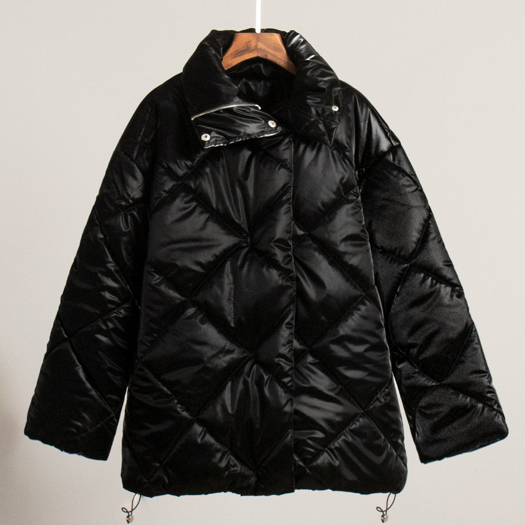 Damen Warm gefütterte Steppjacke mit modernem Kragen und verstellbarem Saum Drune